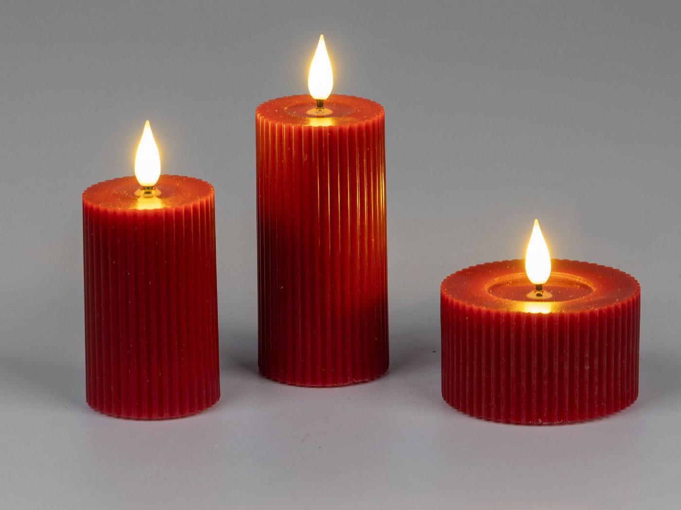 formano LED-Kerze Streifen, LED, Höhe: 4cm, Farbe: Rot, Motiv: Rillen