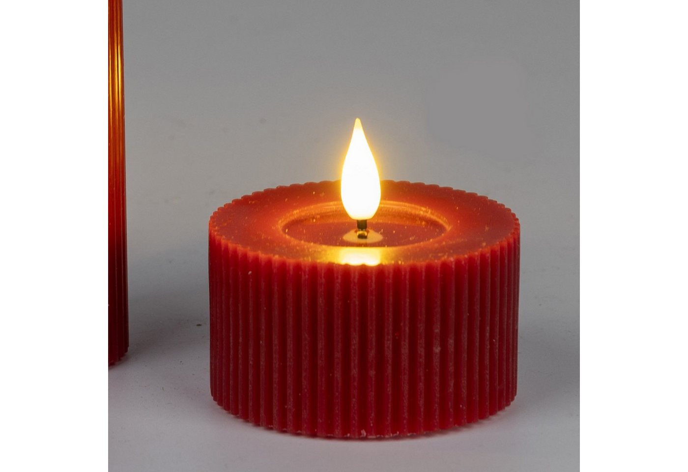 formano LED-Kerze Streifen, LED, Höhe: 4cm, Farbe: Rot, Motiv: Rillen Bild 2