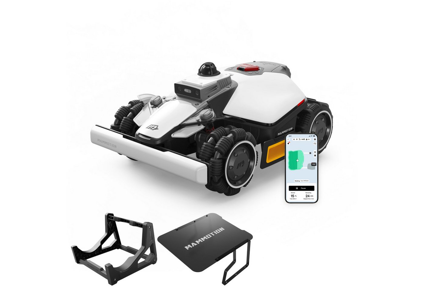 Mammotion Rasenmähroboter LUBA Mini 2 AWD Mähroboter ohne Begrenzungsdraht, bis 1500 m² Rasenfläche, (mit Garage, Waschständer, 360° LiDAR + KI-Vision), Randmähen, DropMow, Auto-Kartierung, 80% Steigung, 4G Moudel, APP