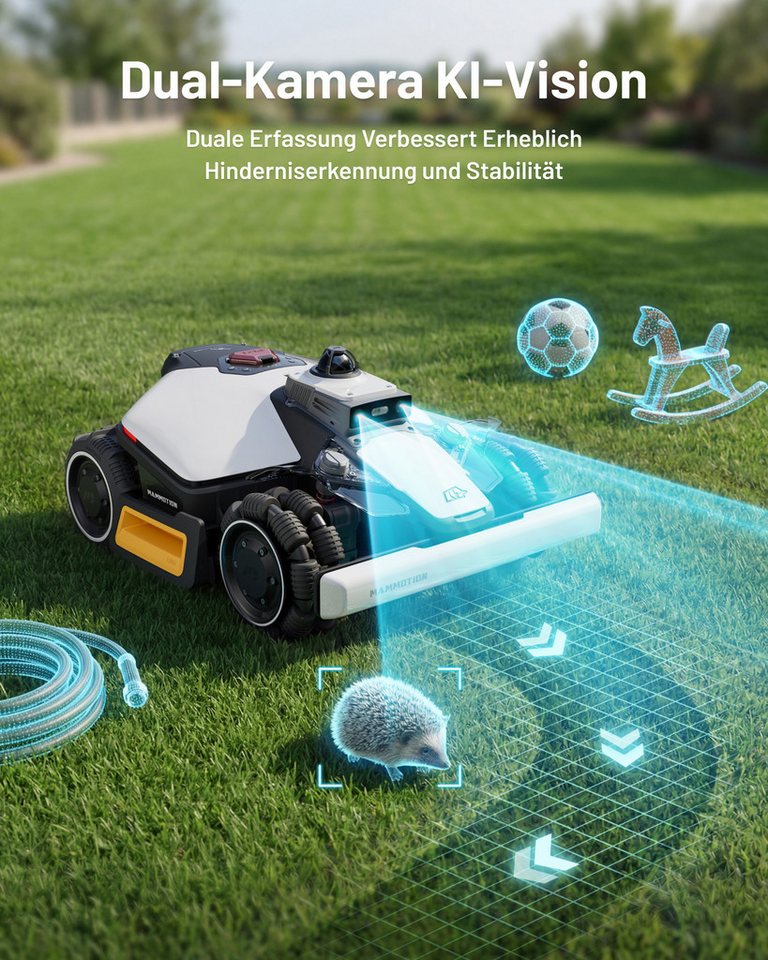 Mammotion Rasenmähroboter LUBA Mini 2 AWD Mähroboter ohne Begrenzungsdraht, bis 1500 m² Rasenfläche, (mit Garage, Waschständer, 360° LiDAR + KI-Vision), Randmähen, DropMow, Auto-Kartierung, 80% Steigung, 4G Moudel, APP Bild 2