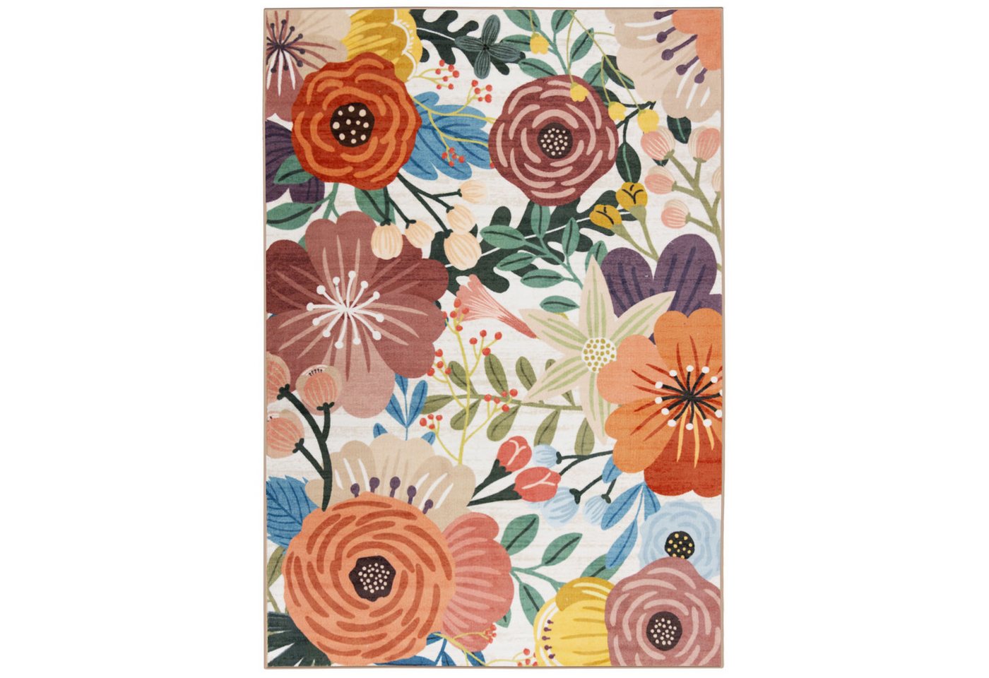 Floordirekt Teppich Fleur mit Blumenmuster, rutschfest & pflegeleicht aus Polyamid, rechteckig, Kurzflor Wohhnteppich für Flur, Wohnzimmer & Schlafzimmer, 160x230 cm Bild 2