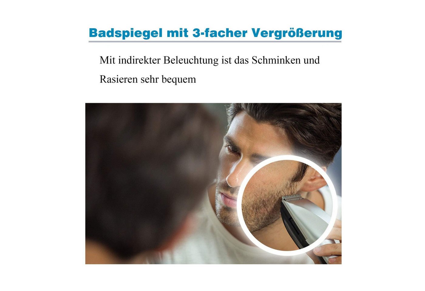 AQUALAVOS Badspiegel LED Badspiegel 120x60cm mit 3X Vergrößerung Schminkspiegel Digitaluhr, Beschlagfrei Wandmontage inkl. leicht verständlicher Montageanleitung Bild 4
