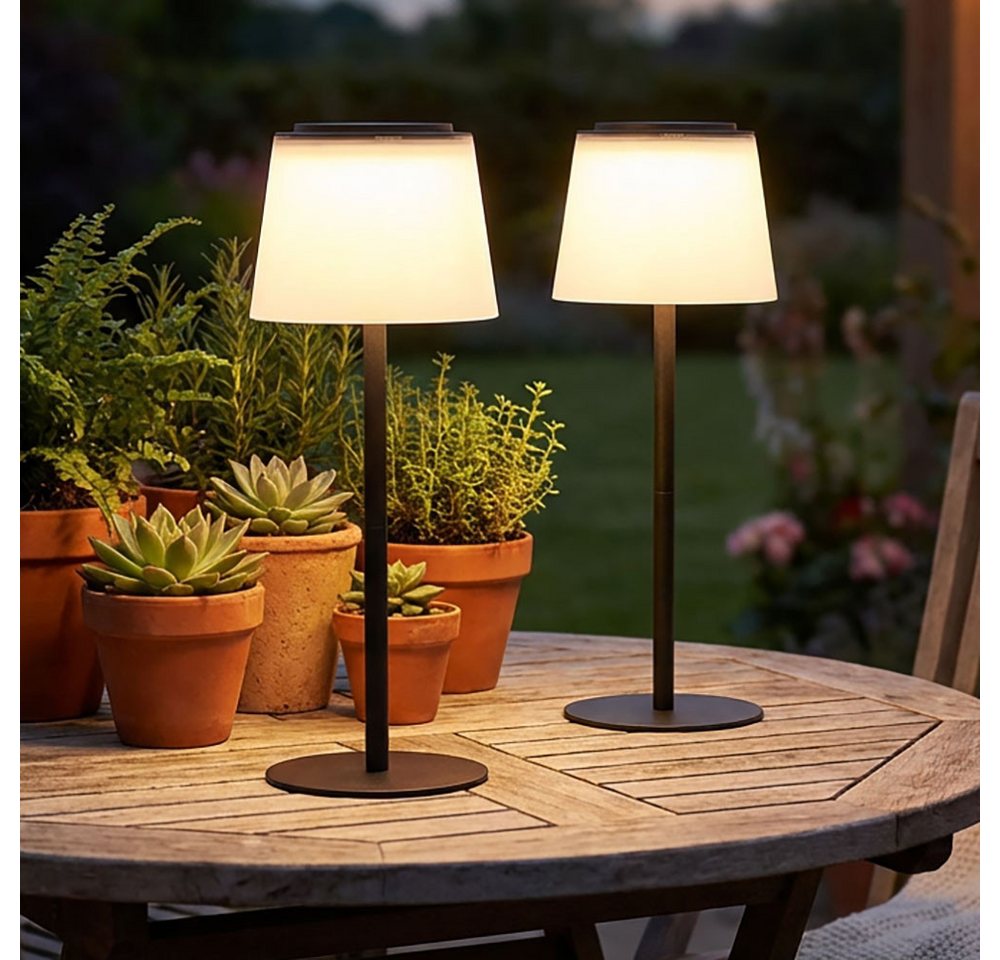 GLOBO LIGHTING LED Außen-Tischleuchte, LED-Leuchtmittel fest verbaut, 2x Tischleuchte Innen Außen LED Akku Touchdimmer weiß Gartenlampe Bild 3