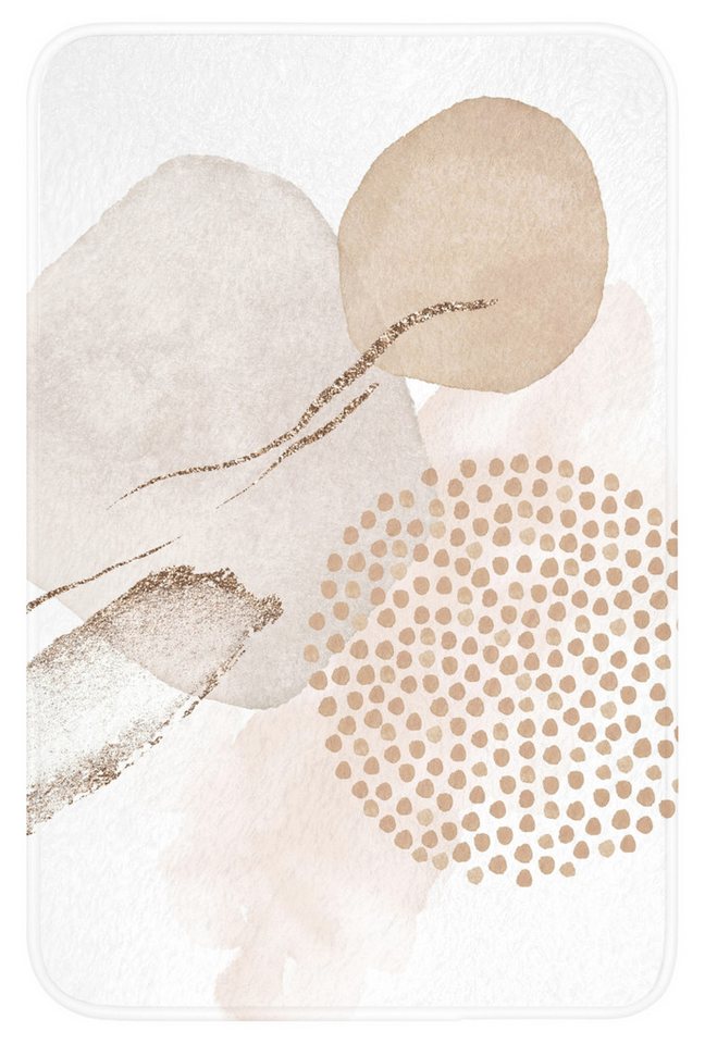 OnlyWow WC-Vorleger Aquarell - Beige - Pastell - Modern - Abstrakt, Höhe 10 mm, Polyester, Rechteckig, WC Teppich, Toilettenvorleger, Toilettenteppich, Badematte 40x60 cm Bild 4