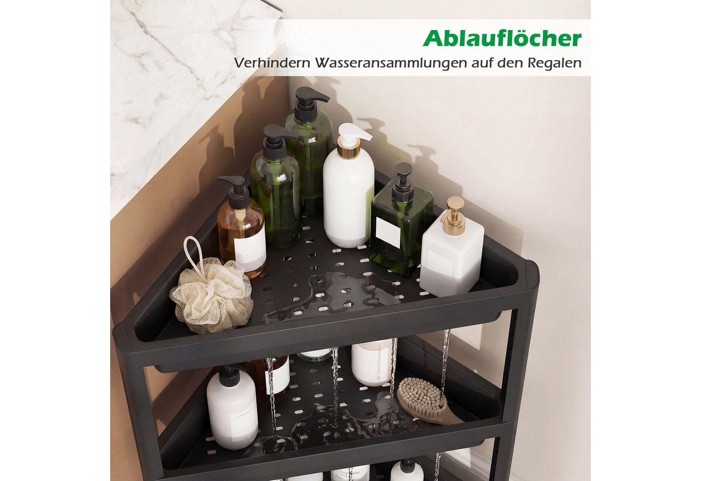 COSTWAY Eckregal, stehend 2er Set Badregal mit abnehmbarem Design & Ablauflöchern PP Bild 2
