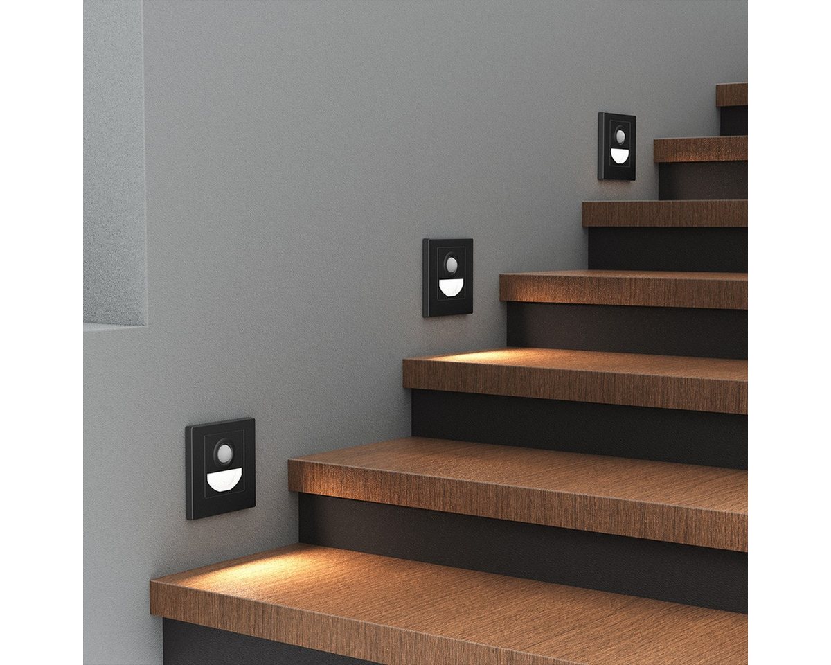 Braytron LED Wandleuchte Treppenlicht 1,5W mit Bewegungsmelder Stufenbeleuchtung 3CCT, LED fest integriert, Neutralweiß, Kaltweiß, Warmweiß, Energieeffizient, Flimmerfrei, Einfache Montage Bild 4