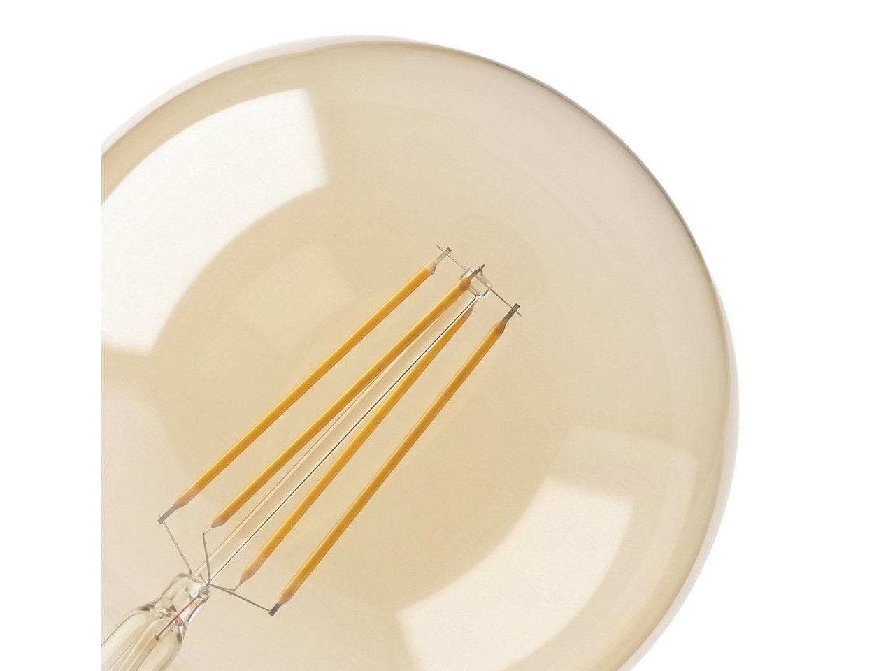 hofstein LED-Leuchtmittel 3er Set Glühbirne Warmweiß dimmbar 6 Watt, E27, 2700 Kelvin, 600 Lumen, Globe Vintage, Filament, Amber Bild 2