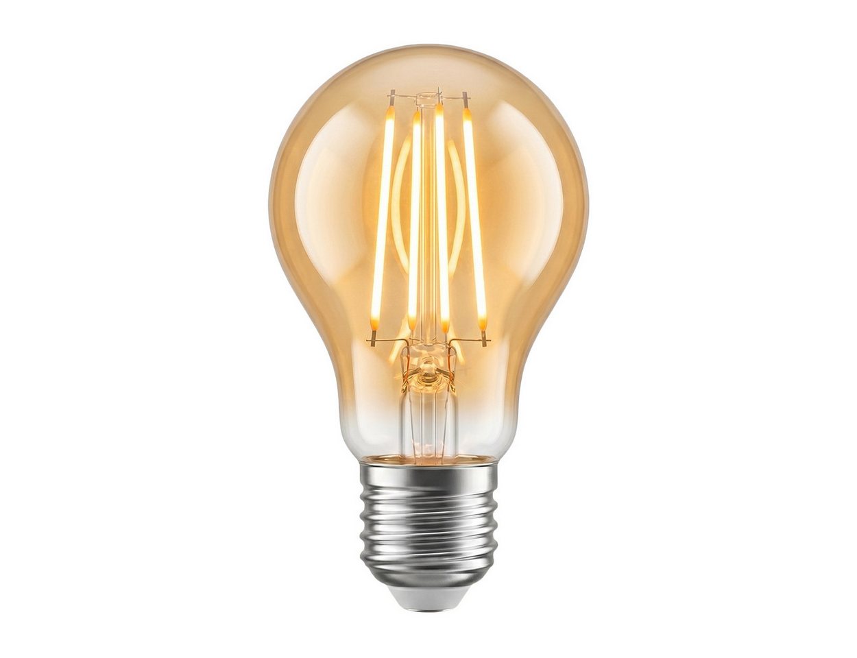 hofstein LED-Leuchtmittel 4er Set Glühbirne Extra Warmweiß dimmbar 7 Watt, E27, 2200 Kelvin, 630 Lumen, Klassisch, Filament, Amber