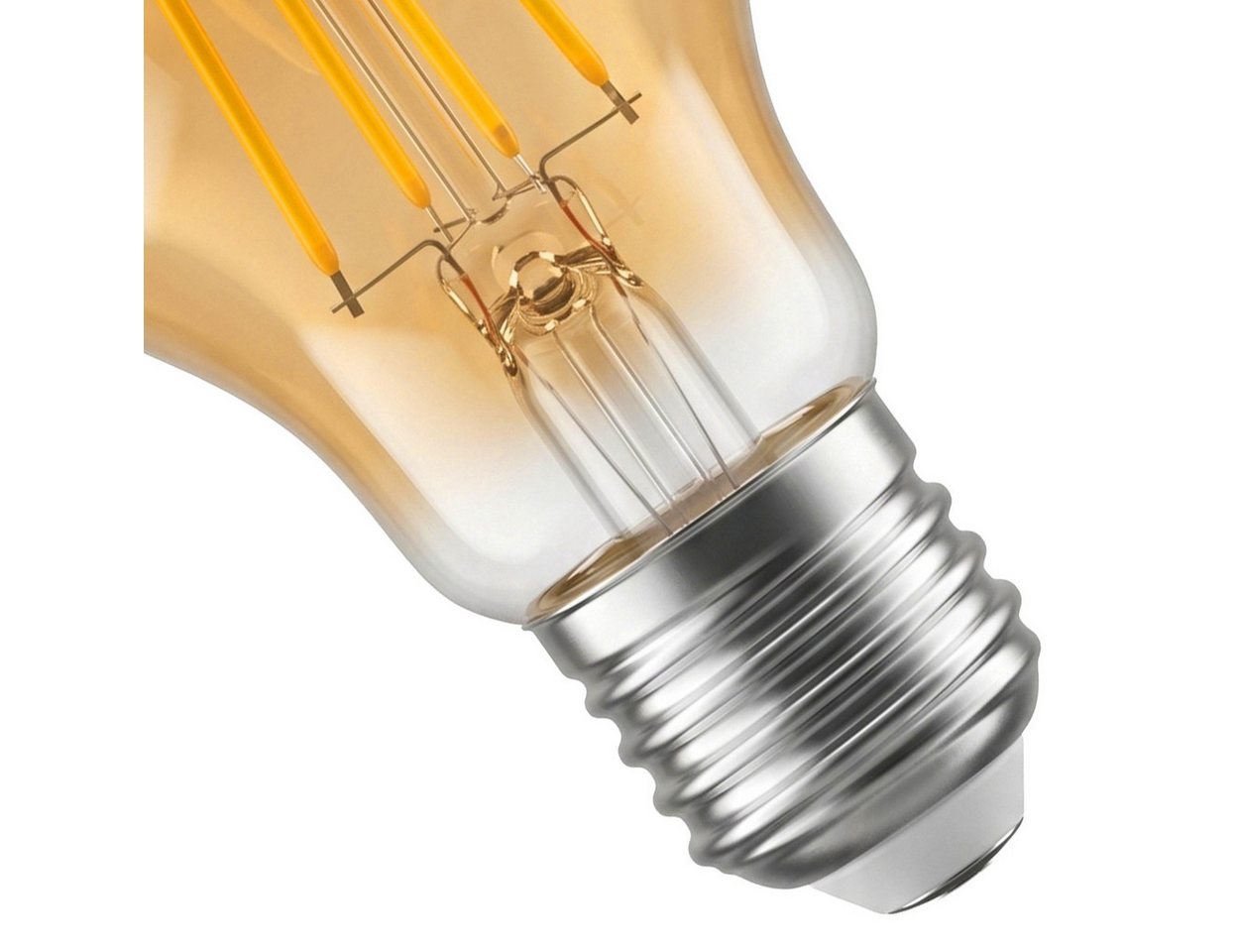 hofstein LED-Leuchtmittel 4er Set Glühbirne Extra Warmweiß dimmbar 7 Watt, E27, 2200 Kelvin, 630 Lumen, Klassisch, Filament, Amber Bild 3