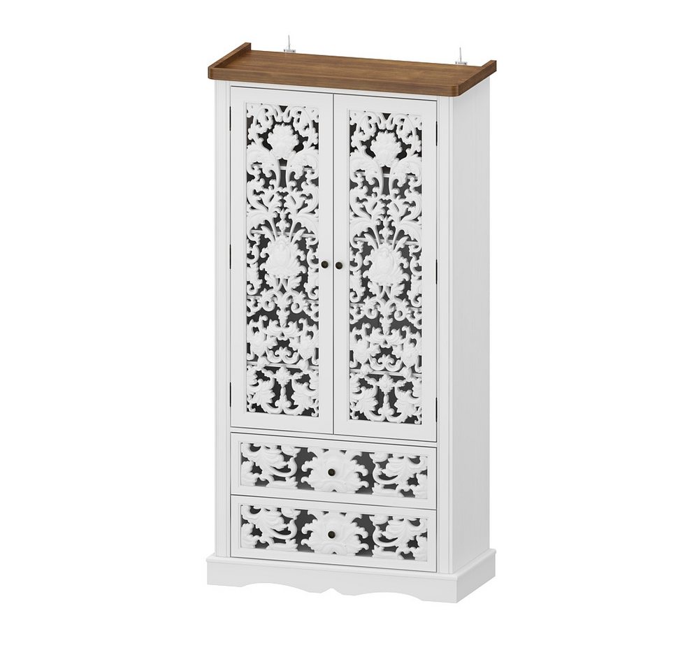 HOMSEE Bücherregal 168 cm mit 2 Schubladen & 5 Böden verstellbar, 1-tlg., Rokoko-Design, weiß, 5 Böden verstellbar, 2 Schubladen Bild 5