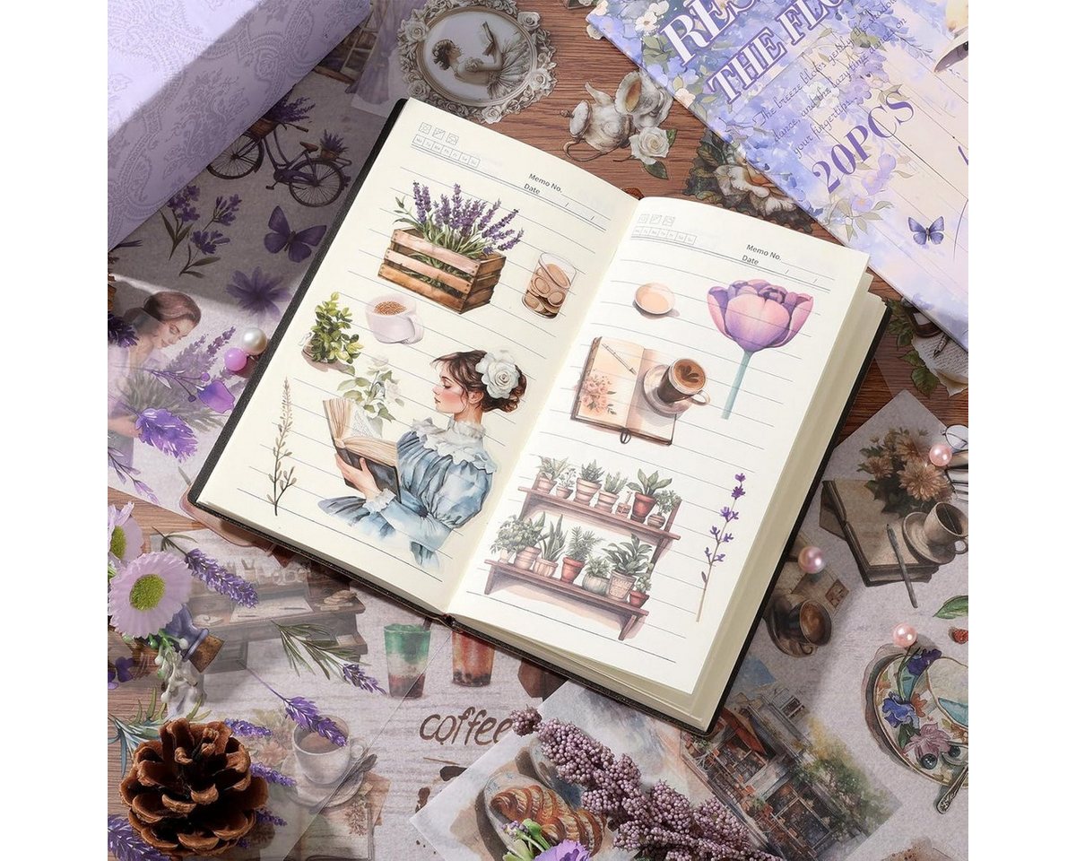 Kraftverdia Sticker Scrapbook Sticker Set: 20 Aufkleber für Journaling & DIY