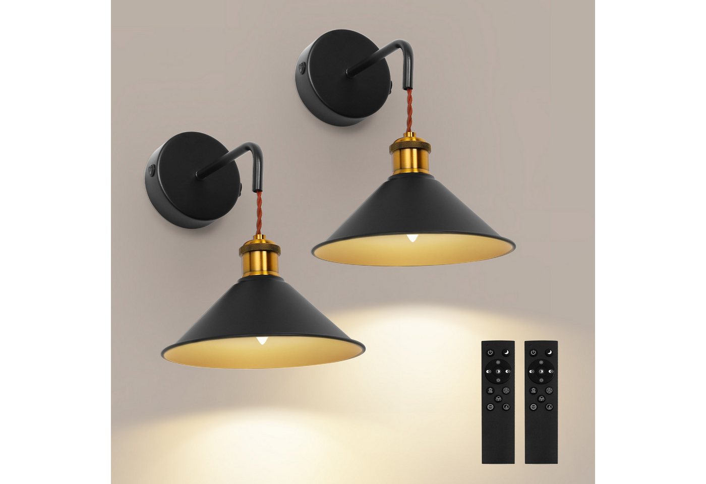 LOHAS-LED Wandleuchte Kabellose batteriebetriebene RGB-CCT Wandleuchte 2er-Set, LED fest integriert, Warmweiß bis Kaltweiß + 7 RGB-Farbtöne, 10.000 mAh Akku, Fernbedienung & stufenlos dimmbar