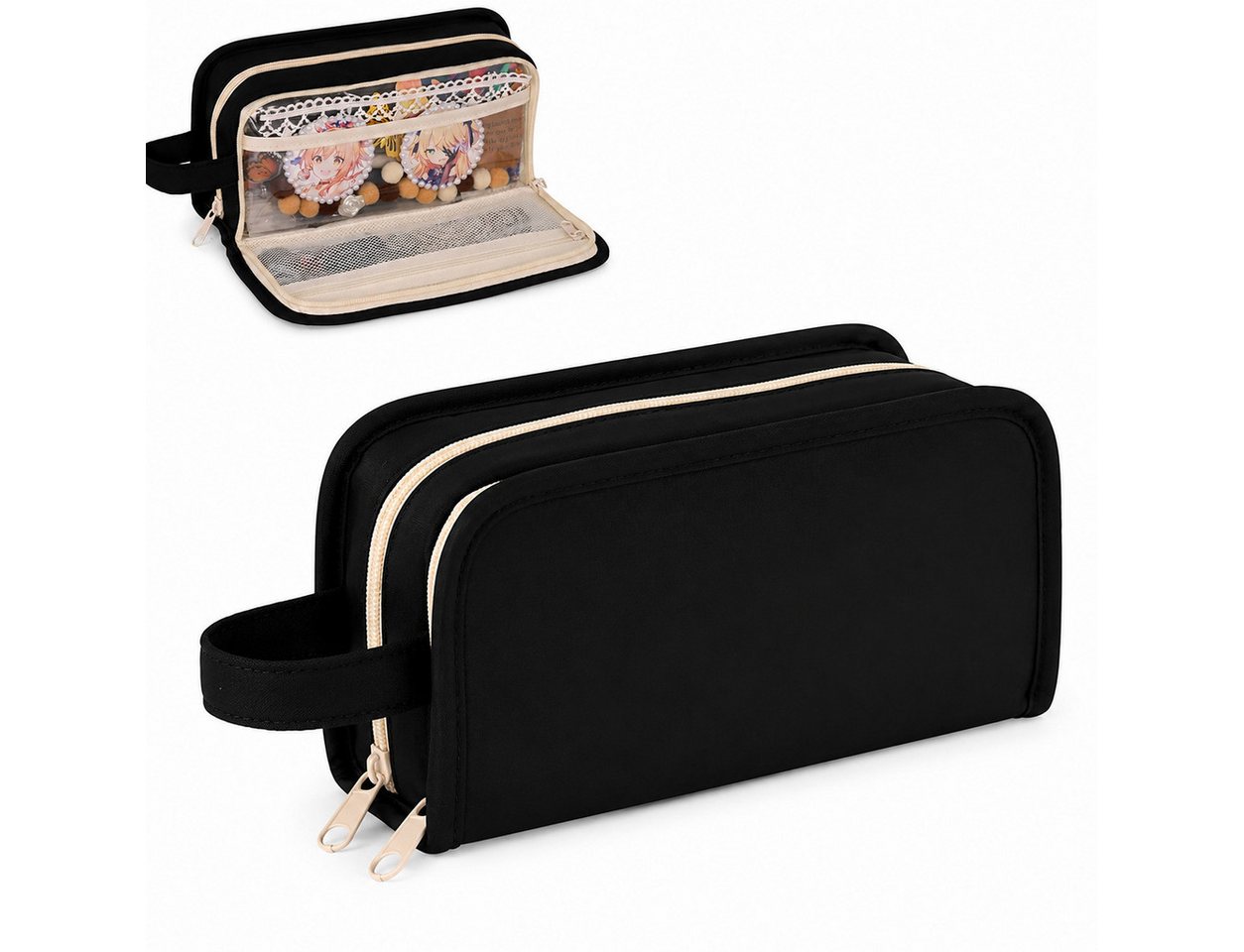 Diwzbyn Federmäppchen Große Kapazität Federmäppchen mit 5 Fächern,Stifte Tasche aus Canvas, Stiftemappe für Schule, Teenager, Mädchen, Jungen, Männer und Frauen Bild 3