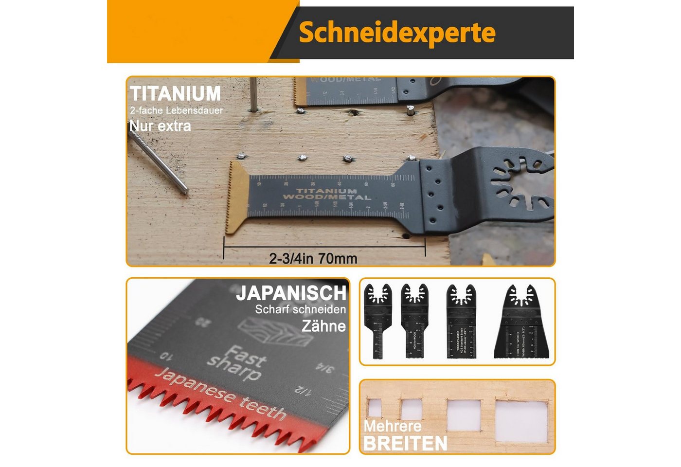 Kityhome Sägeblatt 116-tlg. Multitool-Zubehörset, Sägeblätter, kompatibel (112-St), 116-teiliges,Passend für alle gängigen Oszillationswerkzeuge