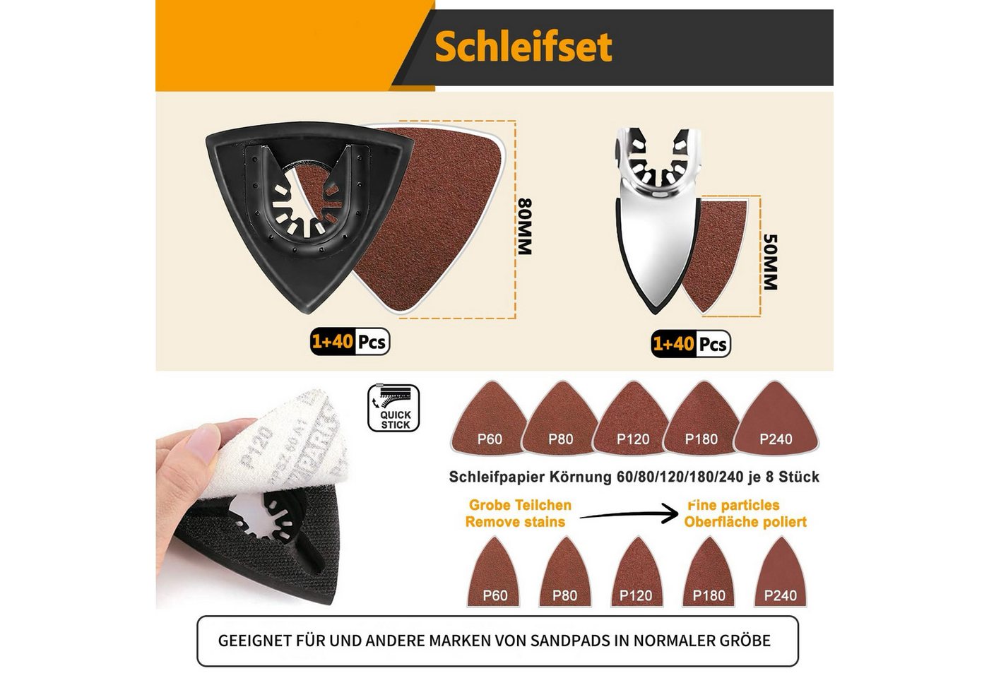 Kityhome Sägeblatt 116-tlg. Multitool-Zubehörset, Sägeblätter, kompatibel (112-St), 116-teiliges,Passend für alle gängigen Oszillationswerkzeuge Bild 3