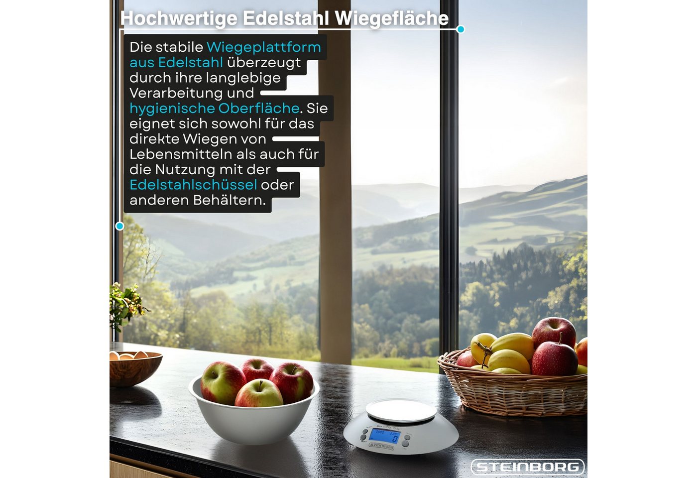 STEINBORG Küchenwaage SB-2660, Timer und Raumtemperaturfunktion Bild 5