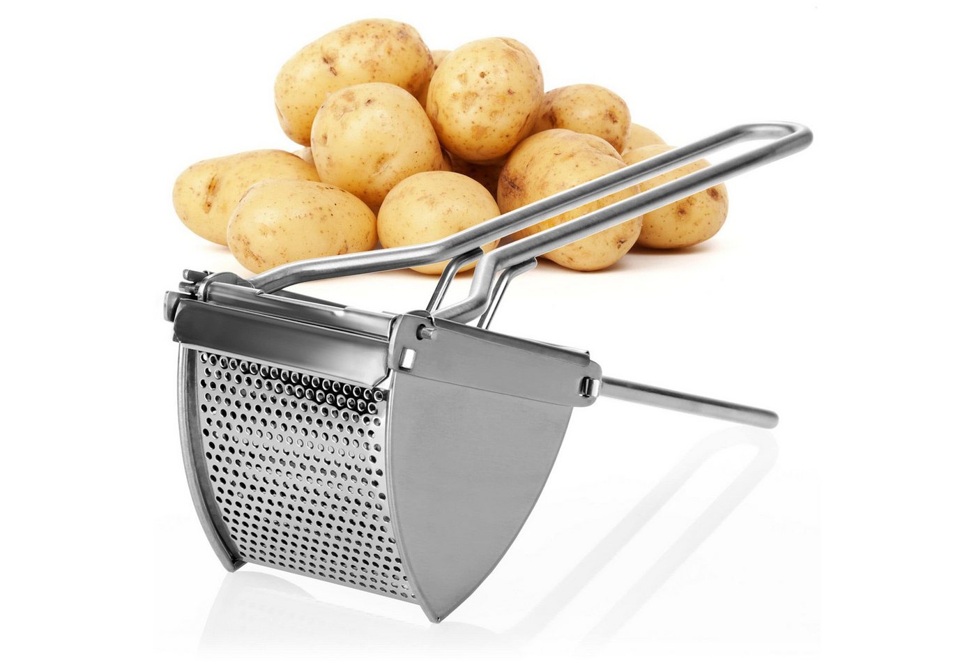 com-four Kartoffelpresse Kartoffelpresse aus rostfreiem Edelstahl (1 St), spülmaschinengeeignet - Spätzlepresse - Spaghettieispresse Bild 3