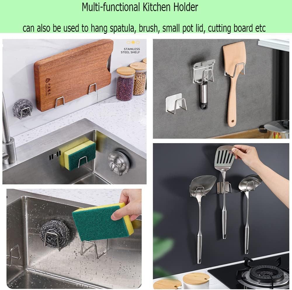 FELIXLEO Küchenorganizer-Set 2 Stücke Schwammhalter Spülbecken Edelstahl Selbstklebend Silber