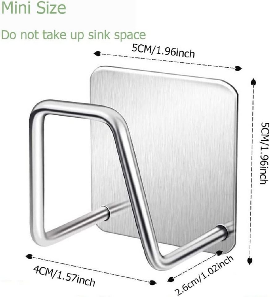 FELIXLEO Küchenorganizer-Set 2 Stücke Schwammhalter Spülbecken Edelstahl Selbstklebend Silber Bild 3