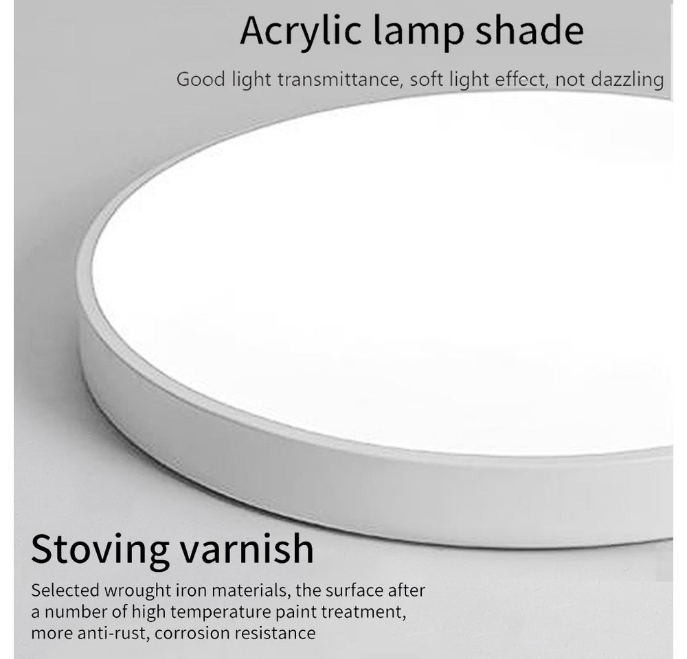 style home LED Deckenleuchte Runde Deckenlampe aus Metall, LED fest integriert, warmweiß nicht dimmbar, moderne Lampe für Küche, Diele, Flur, 23x23x5cm, Weiß Bild 4