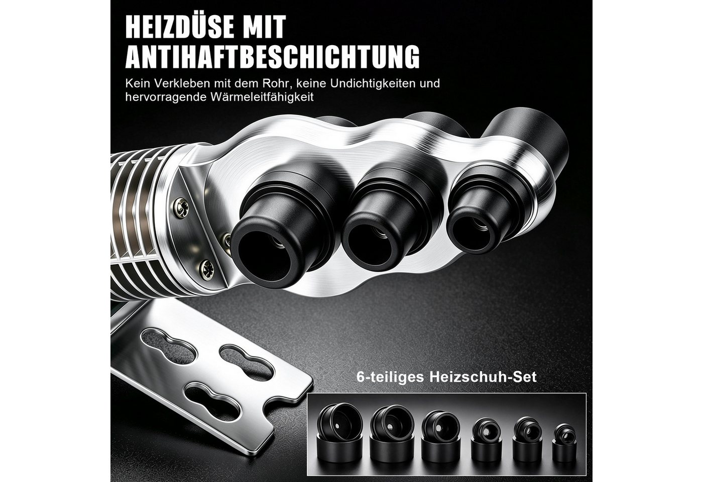XERSEK Elektroschweißgerät Muffenschweißgerät mit Digitalanzeige Kunststoff Schweißgerät 20-63MM, 1500W Rohrschweißgerät mit Rohrschere & 6 Heizschuhe, 100-340°C, für PPR/PB/PE/PERT, ideal für Bau- & Sanitärinstallationen Bild 2