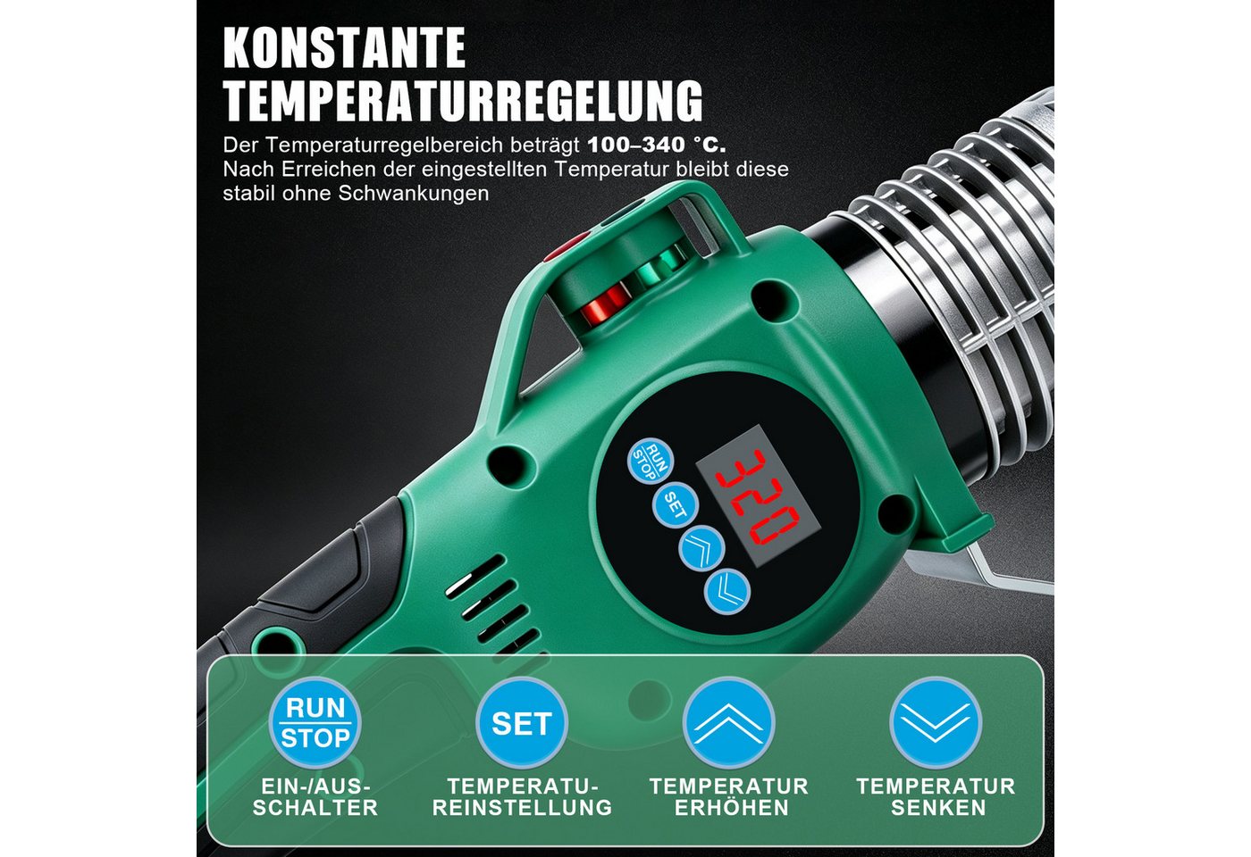 XERSEK Elektroschweißgerät Muffenschweißgerät mit Digitalanzeige Kunststoff Schweißgerät 20-63MM, 1500W Rohrschweißgerät mit Rohrschere & 6 Heizschuhe, 100-340°C, für PPR/PB/PE/PERT, ideal für Bau- & Sanitärinstallationen Bild 4