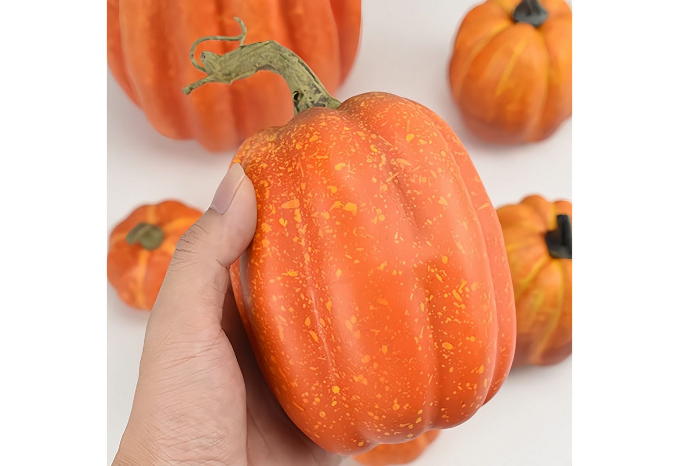 Kunstpflanze 7 künstliche Kürbisse für Halloween & Herbstdekoration, FOUORTUNATE-BEE, Künstliche Kürbisse als Deko für Thanksgiving & Halloween