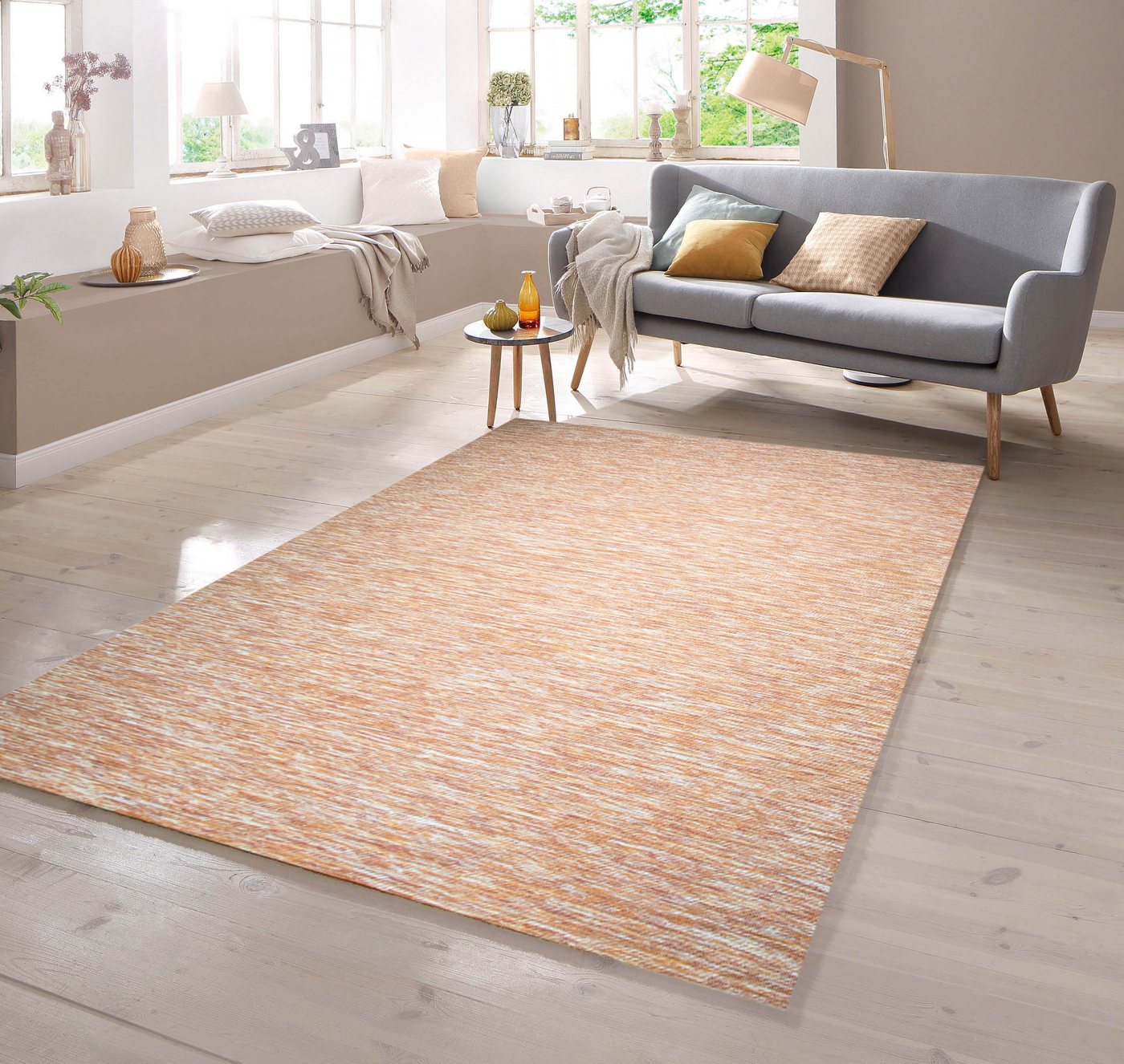 TeppichHome24 Teppich Teppich beidseitig nutzbar Farbe Terra, rechteckig, Höhe: 5 mm