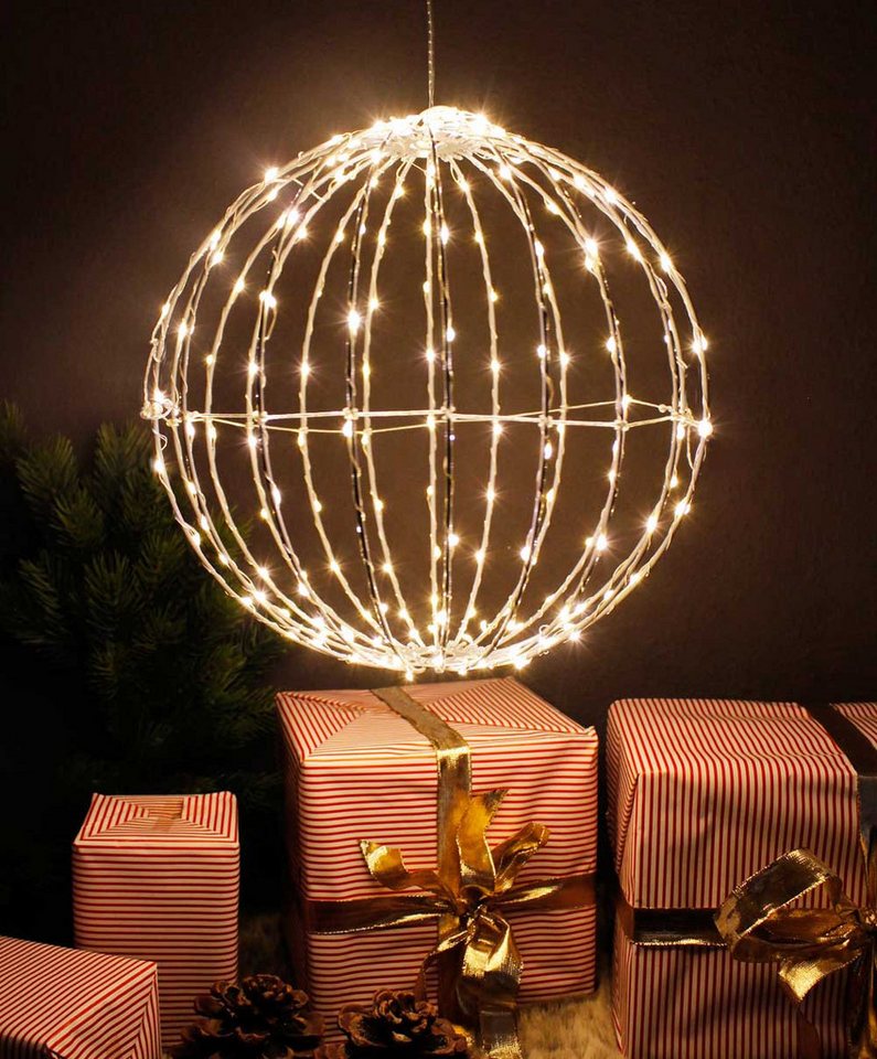 Arnusa LED Kugelleuchte Weihnachtsbeleuchtung Leuchtkugel 30cm warmweiß Hängeleuchte mit Timer, Ein - Aus, LED fest integriert, warmweiß, für Garten, Terrasse & Balkon Bild 4