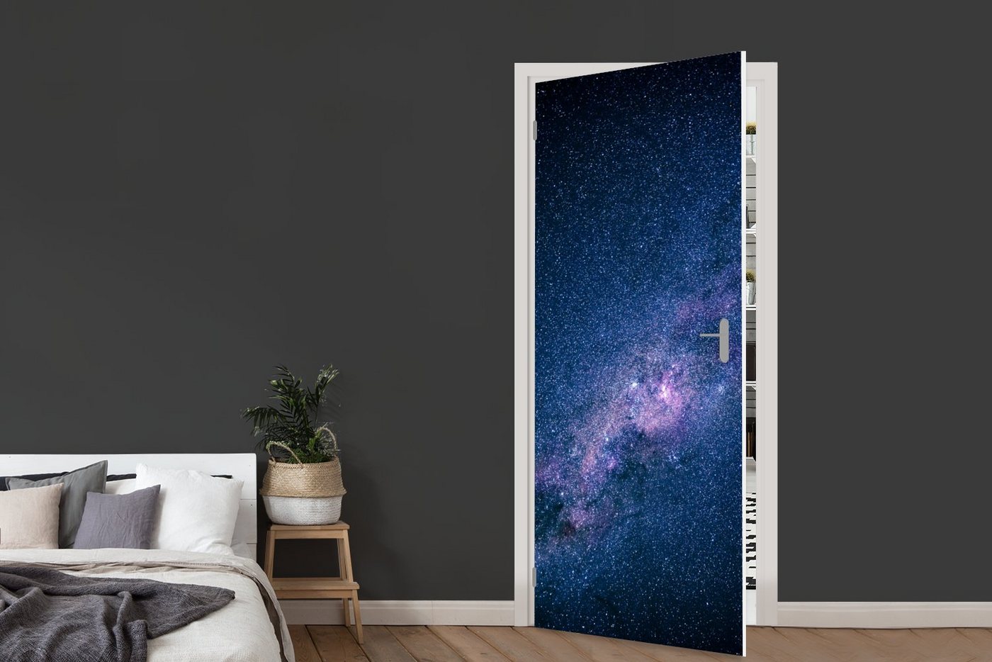 MuchoWow Türtapete Galaxie - Sterne - Weltraum - Jungen - Mädchen - Kinder, Matt, bedruckt, (1 St), Selbstklebende Tapete, Folie für Möbel, 75x205 cm Bild 4