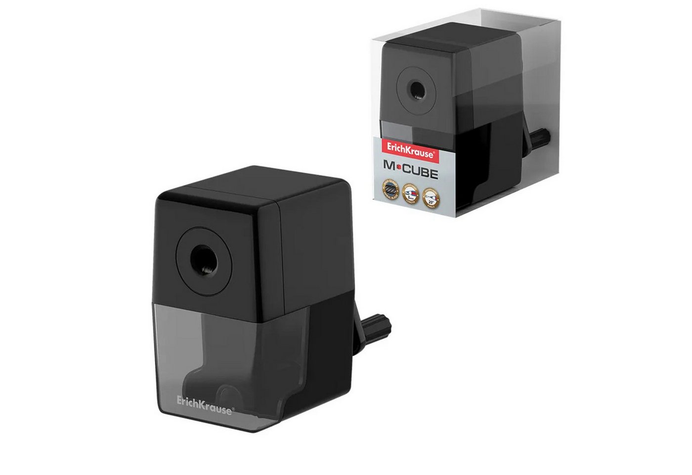 Erich Krause Anspitzer, Spitzer mit Kurbel und Dose 4x7x9cm Kunststoff 1 Stück Schwarz