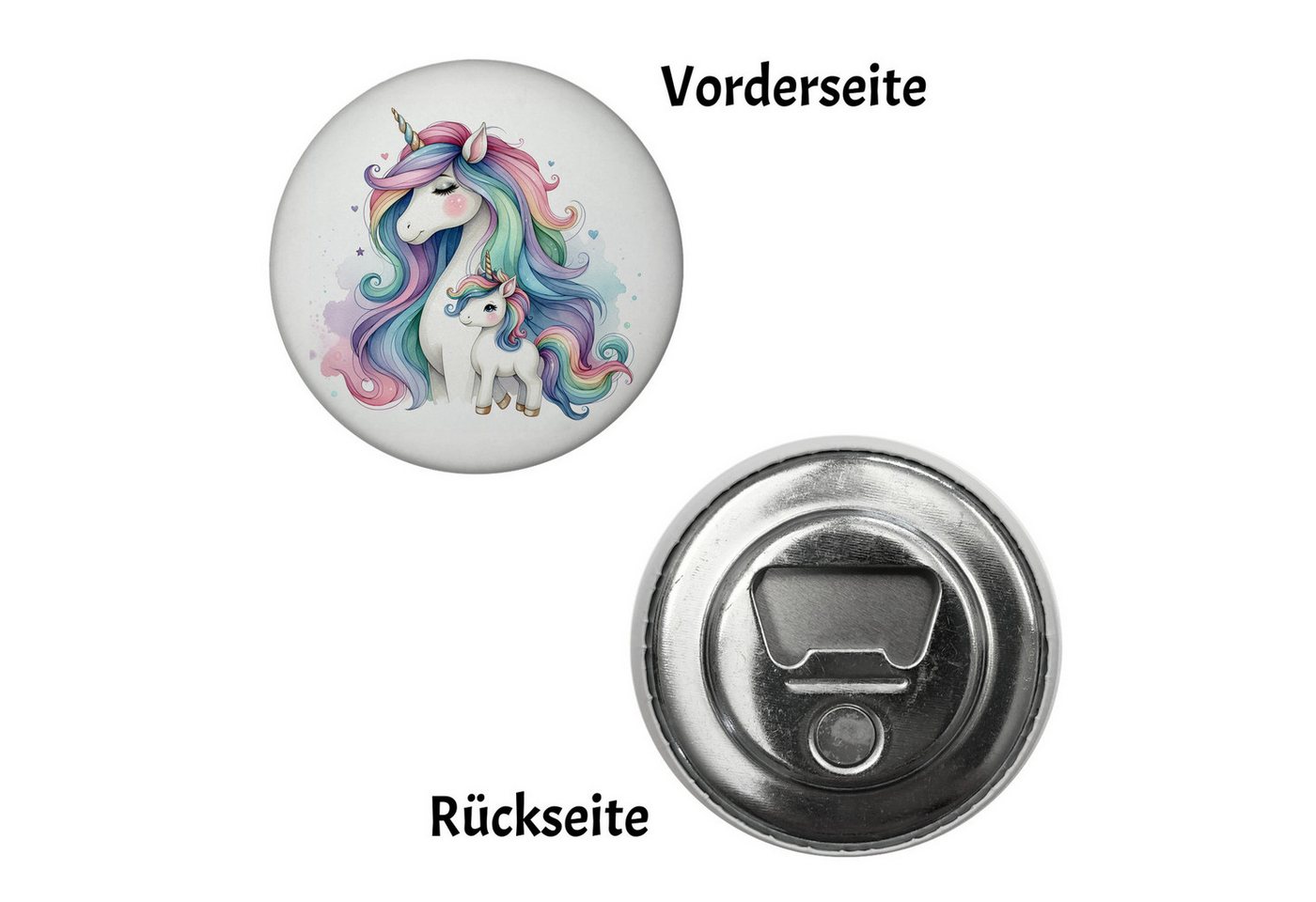 speecheese Magnet Einhorn-Mama mit Kind Magnet mit Flaschenöffner rund