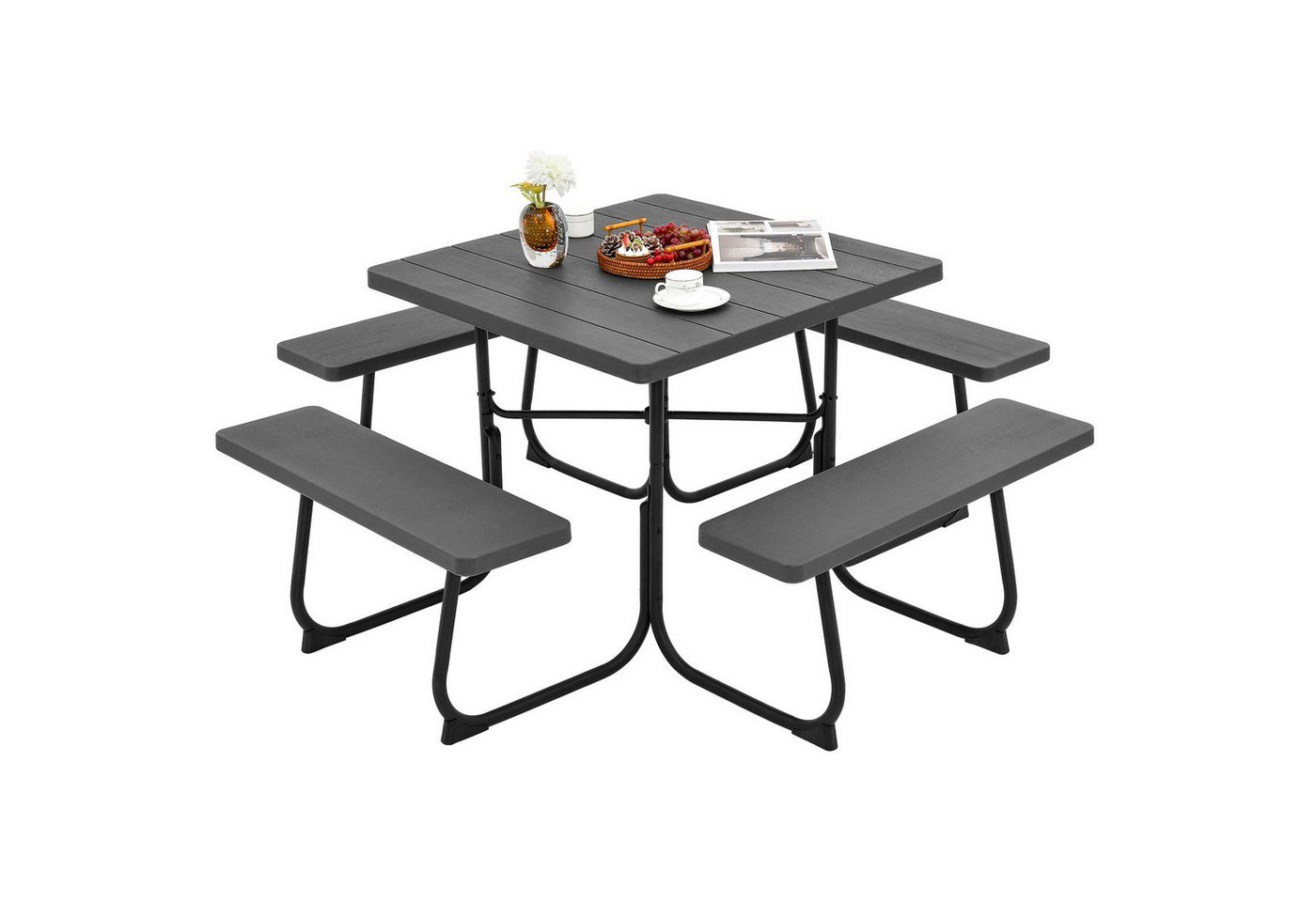 KOMFOTTEU Gartentisch Sitzgruppe Gartenmöbel Set, Picknicktisch Set, für 8 Personen