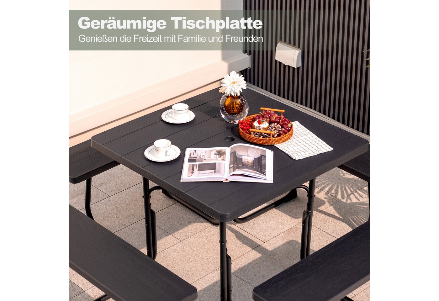 KOMFOTTEU Gartentisch Sitzgruppe Gartenmöbel Set, Picknicktisch Set, für 8 Personen Bild 4