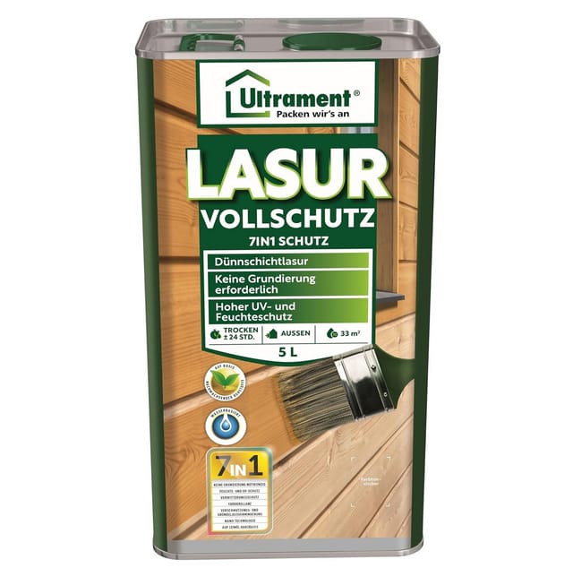 Vollschutz-Lasur 7-in-1, farblos, Holzschutz, 5 Ltr - Ultrament