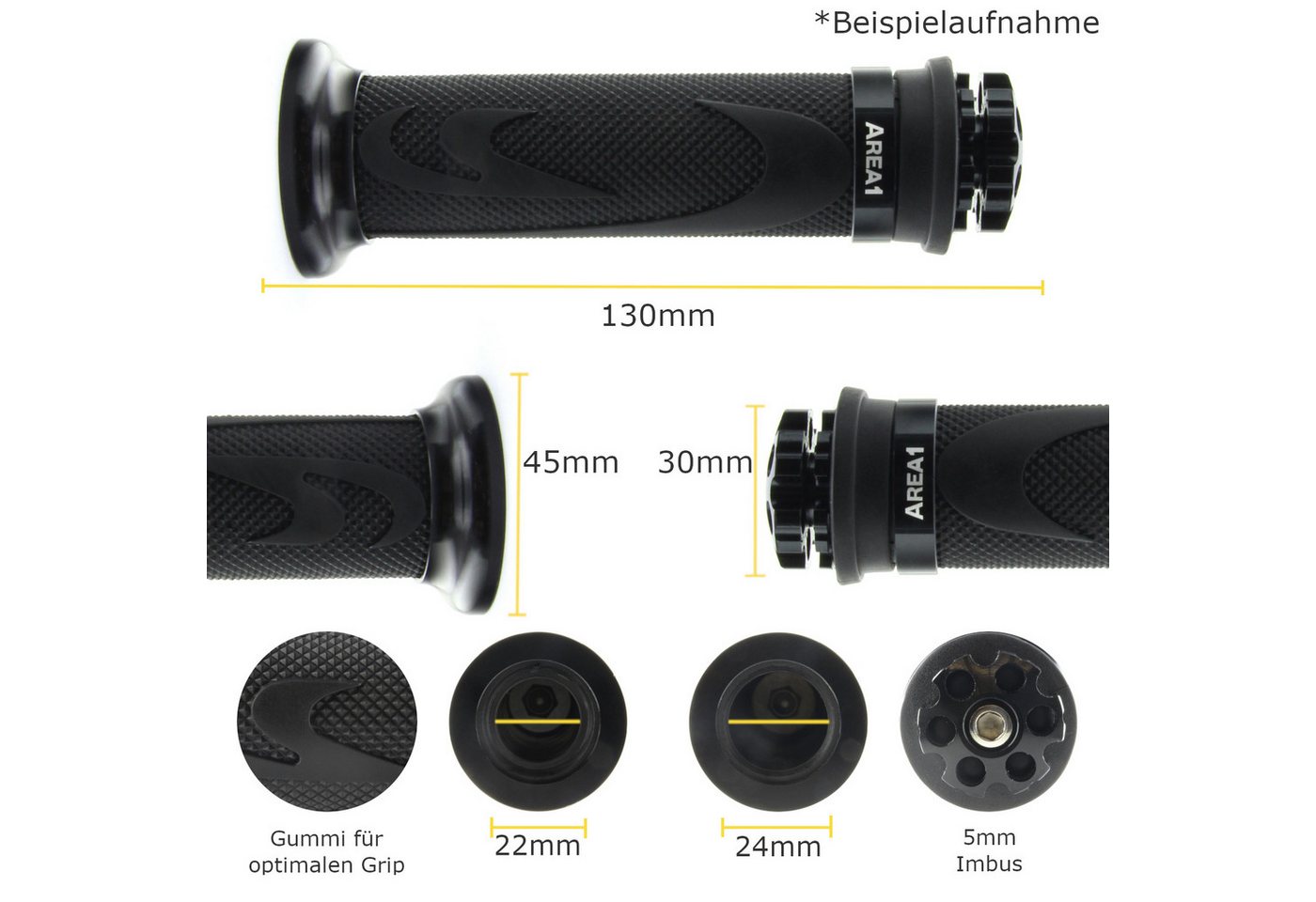 Area1 Griff Motorrad/ Motorroller Lenkergriffe 2 Stück 1x 22mm + 1x 24-25mm