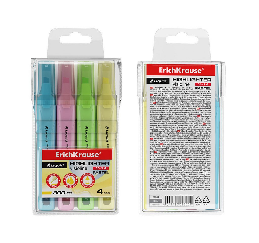 Erich Krause Marker, Textmarker V-14 Pastell 4er Set Bild 4