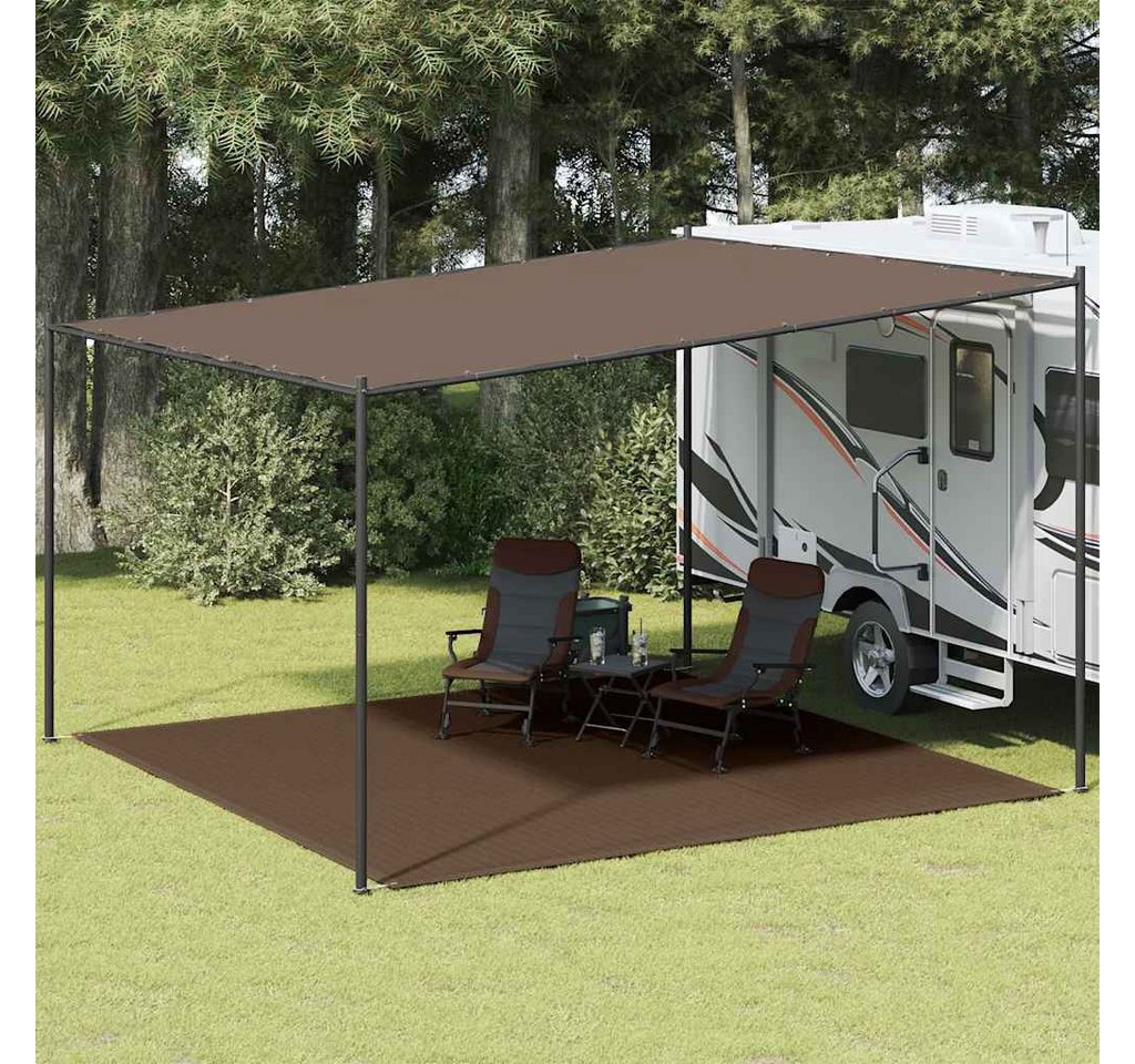 furnicato Outdoorteppich Zeltteppich 400 x 400 cm Braun aus hochdichtem Polyethylen, Höhe: 1 mm, Wetterfeste Bodenmatte mit Ösen, atmungsaktiv und leicht zuschneidbar