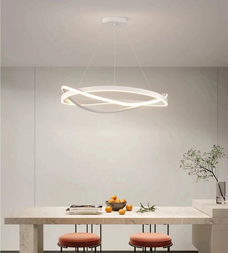 Ailiebe Design LED Pendelleuchte 40cm Dimmbar mit Fernbedienung, Höhenverstellbar 40–120cm, LED fest integriert, Modern Elegante Esstischlampe mit Memory Funktion – Weiß Bild 3