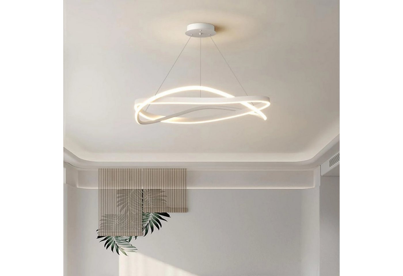 Ailiebe Design LED Pendelleuchte 40cm Dimmbar mit Fernbedienung, Höhenverstellbar 40–120cm, LED fest integriert, Modern Elegante Esstischlampe mit Memory Funktion – Weiß Bild 4