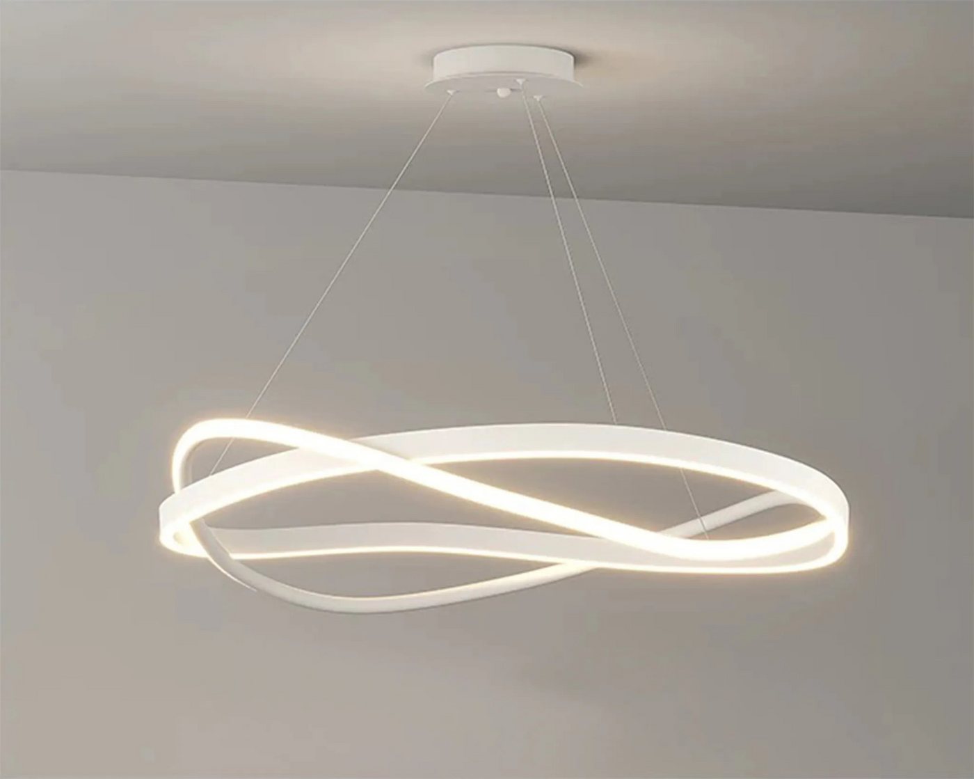 Ailiebe Design LED Pendelleuchte 40cm Dimmbar mit Fernbedienung, Höhenverstellbar 40–120cm, LED fest integriert, Modern Elegante Esstischlampe mit Memory Funktion – Weiß Bild 5