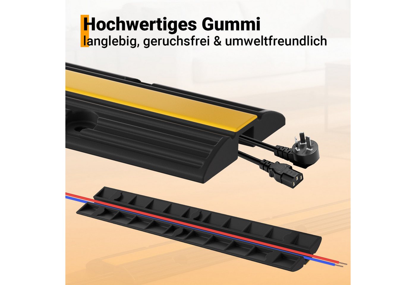 Clanmacy Kabelkanal 4X Kabelbrücke Hochwertige Gummi-Brücke für sichere Kabelführung (4-St) Bild 2