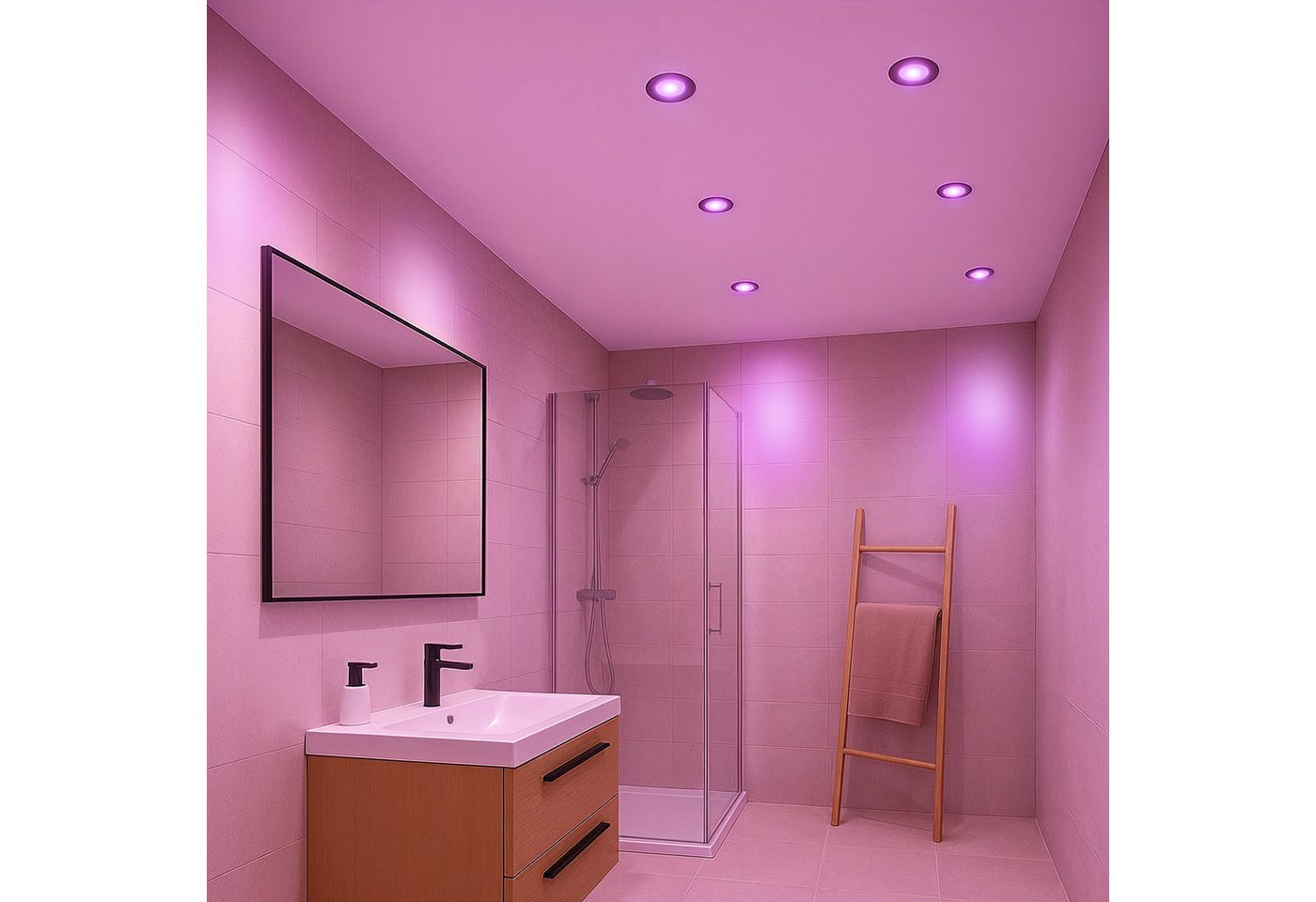 SSC-LUXon LED Außen-Deckenleuchte Einbauspot BEDA Schwarz IP65 mit LED Birne Smart RGB WLAN Deckenlampe, Smart Bild 5
