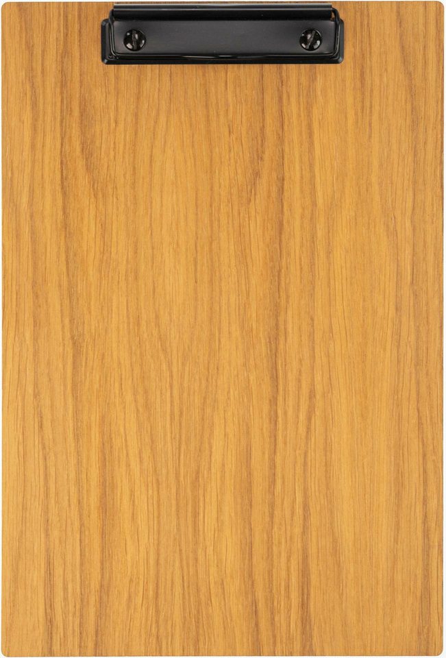 Holz Frank Schreibmappe Eiche Klemmbrett DIN A4 geölt - FSC® - mit Briefklemme Schwarz