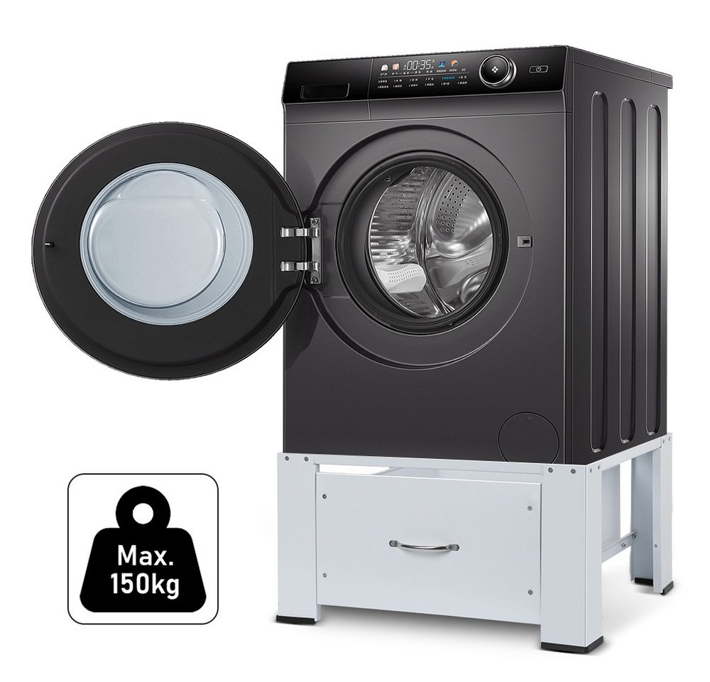 XIIW Waschmaschinenuntergestell Verstärkt Schublade Podest H32cm Waschmaschinen Untergestell Unterbau, Zubehör für Stabil Stahl Unter Schrank bis 150KG 64x54x32cm, mit Rutschfester Füße Waschmaschinenunterschrank Bild 2