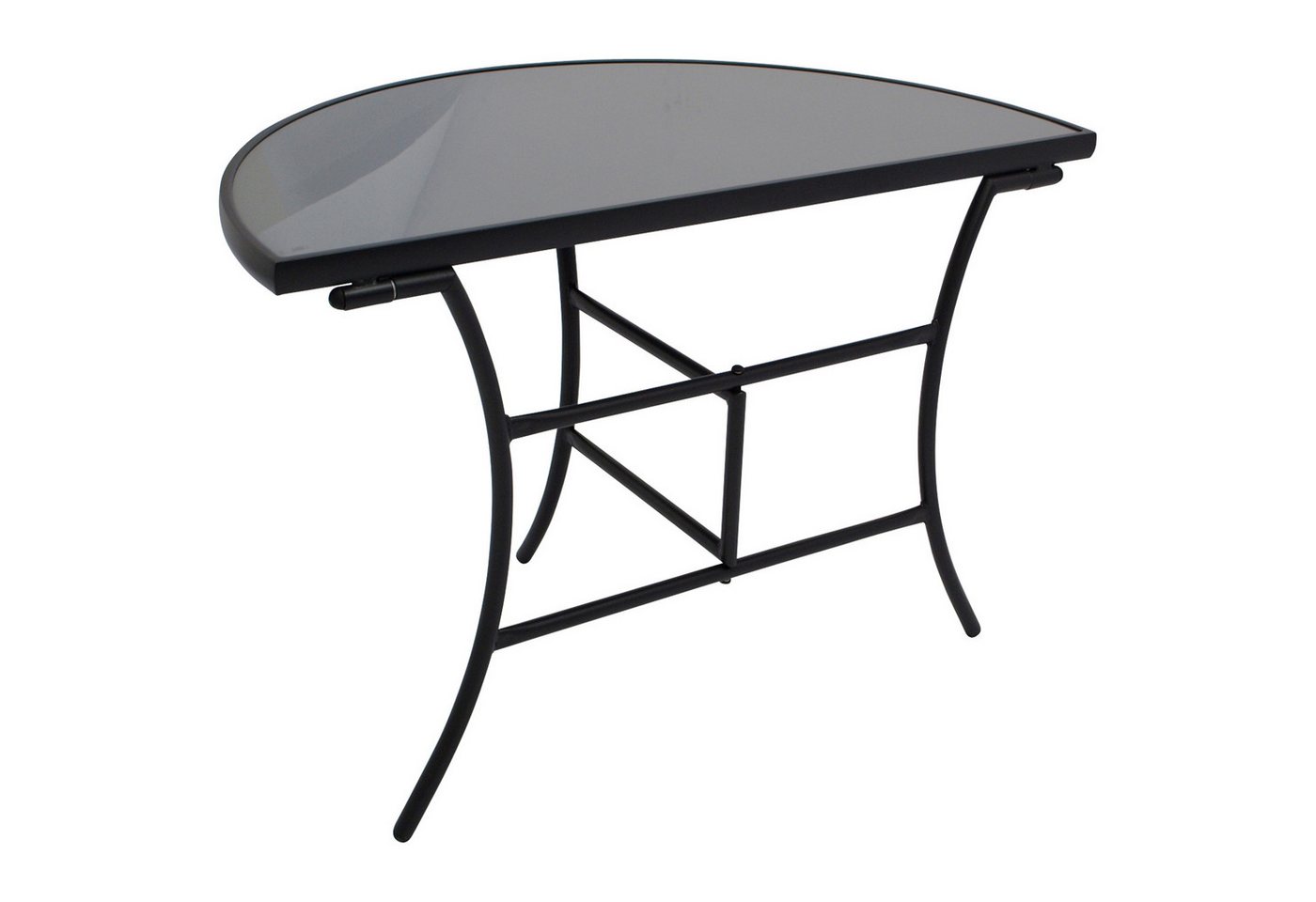 DEGAMO Gartentisch PALERMO, Anstelltisch halbrund 58x110cm, Metall anthrazit, Glas grau Bild 2