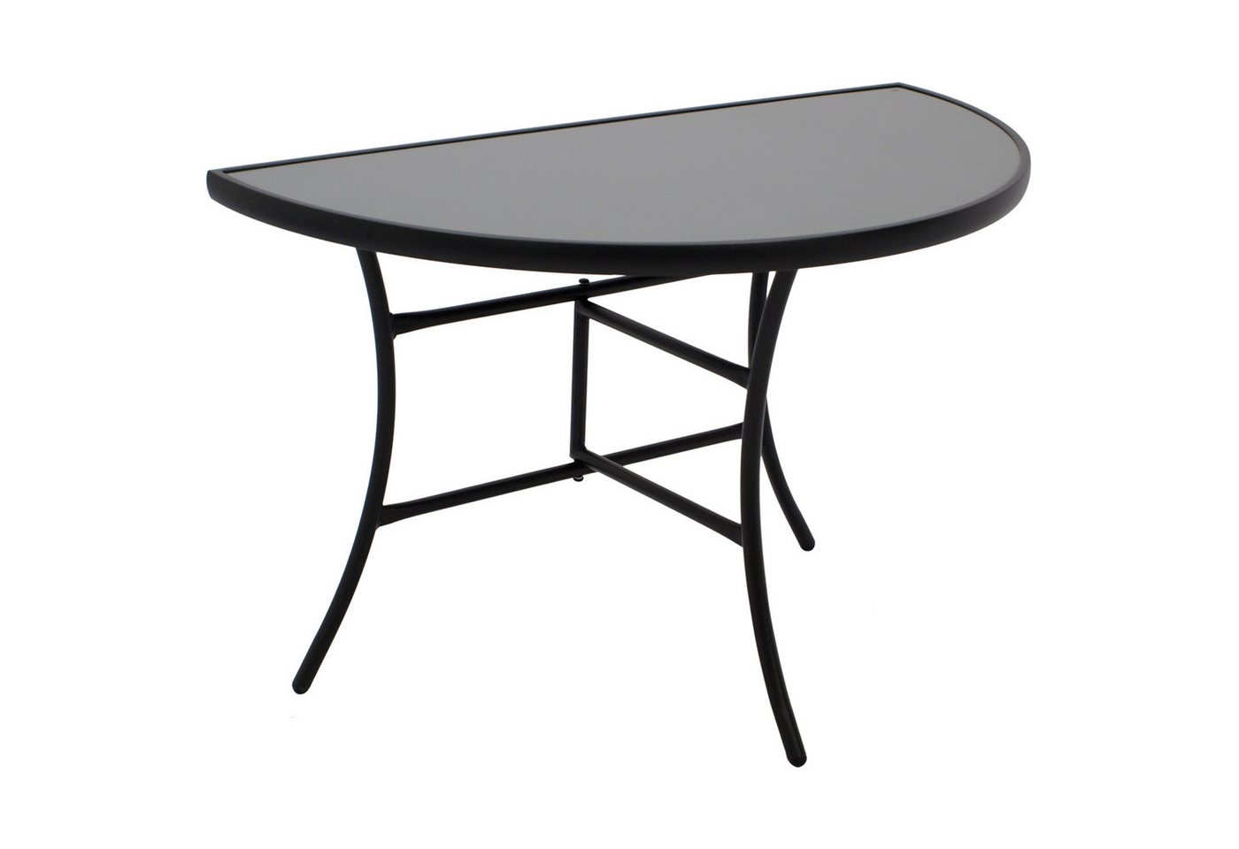 DEGAMO Gartentisch PALERMO, Anstelltisch halbrund 58x110cm, Metall anthrazit, Glas grau Bild 4