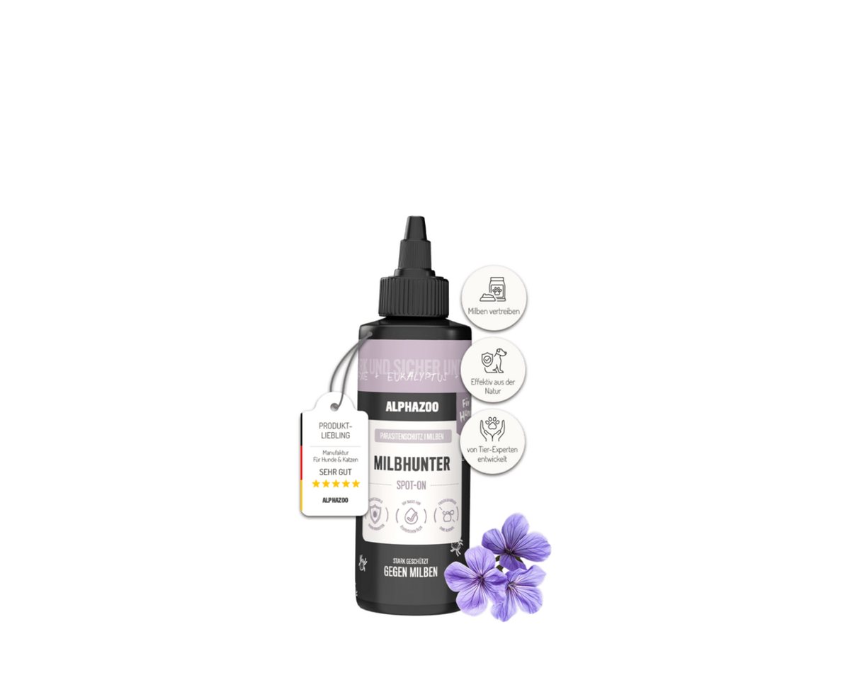 ALPHAZOO Milbenspray MilbHunter Spot-On für Hunde 100 ml, 100 ml, 1-St., Einfach gegen Milben und Grasmilben