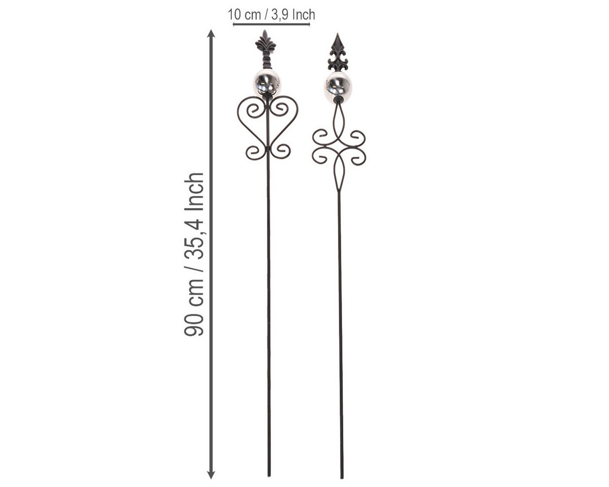Posiwio Gartenstecker Elegante Gartenstecker aus Metall mit verschnörkeltem, 2 Stück