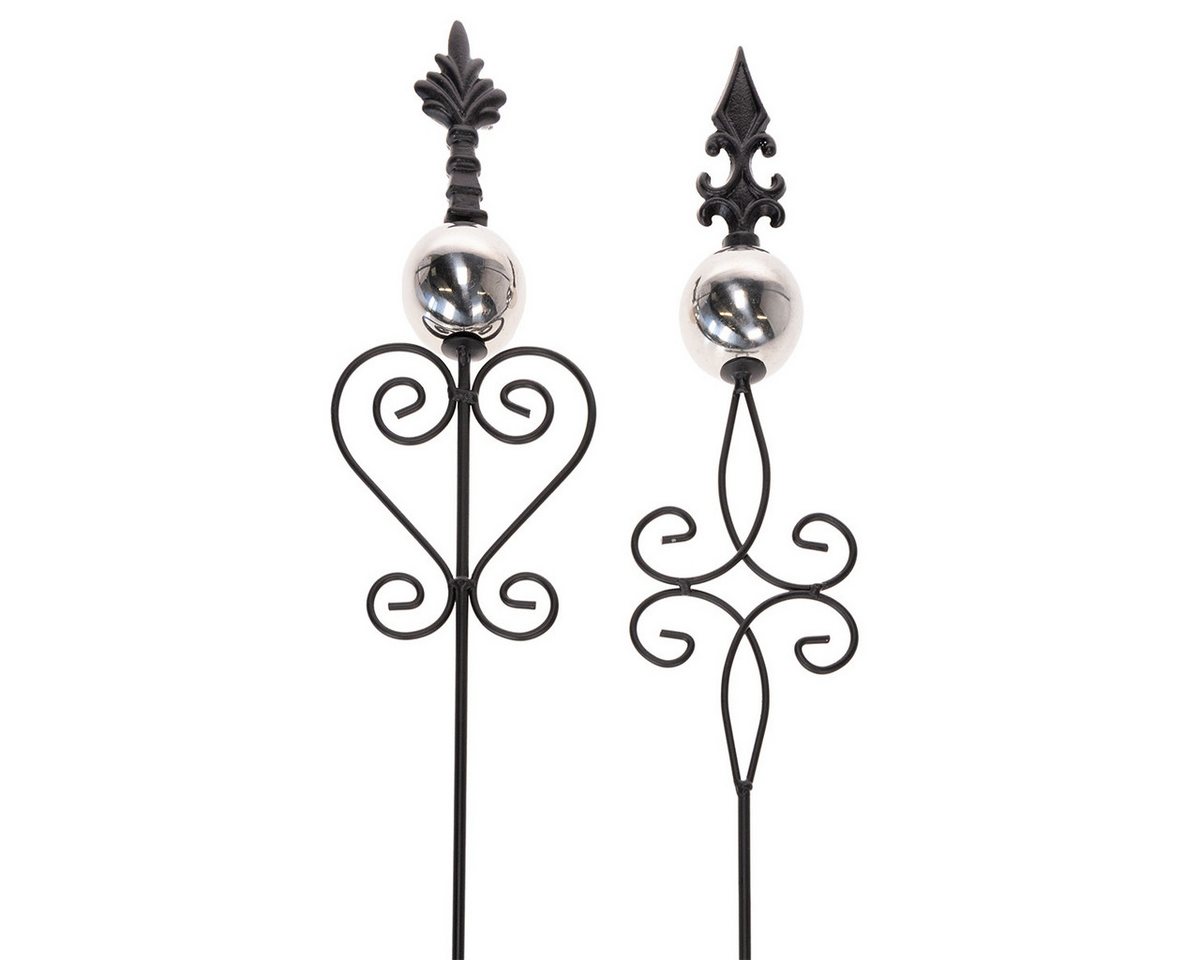 Posiwio Gartenstecker Elegante Gartenstecker aus Metall mit verschnörkeltem, 2 Stück Bild 3